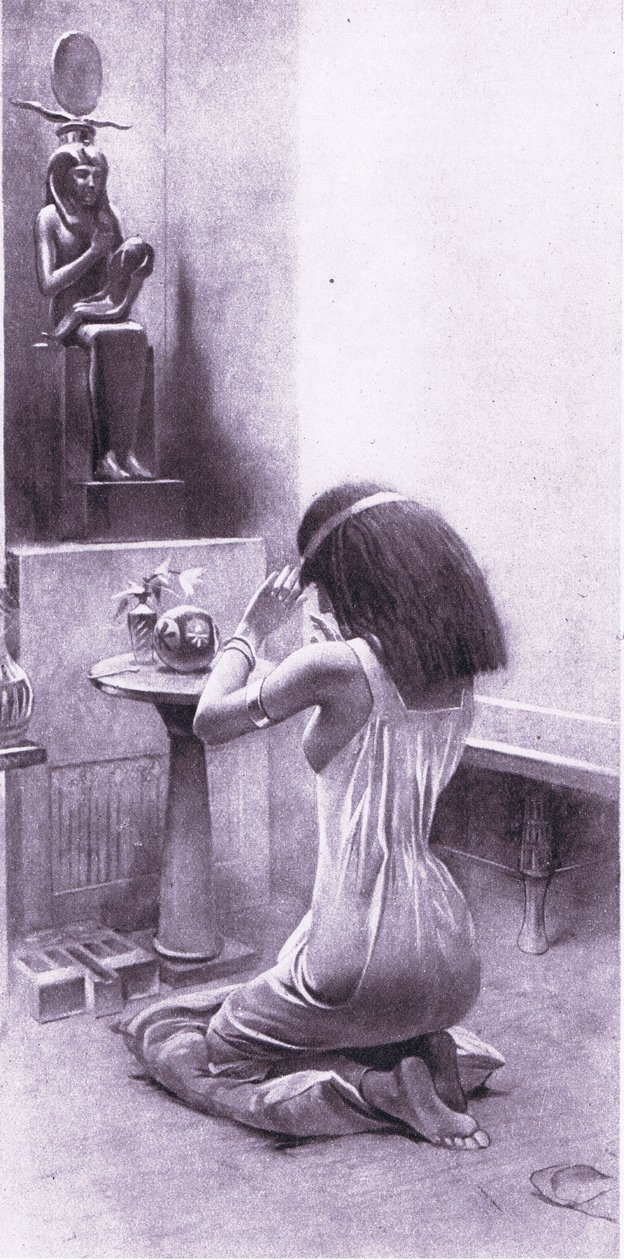 Een Egyptische vrouw bij haar devoties, 1925 door Amedee Forestier