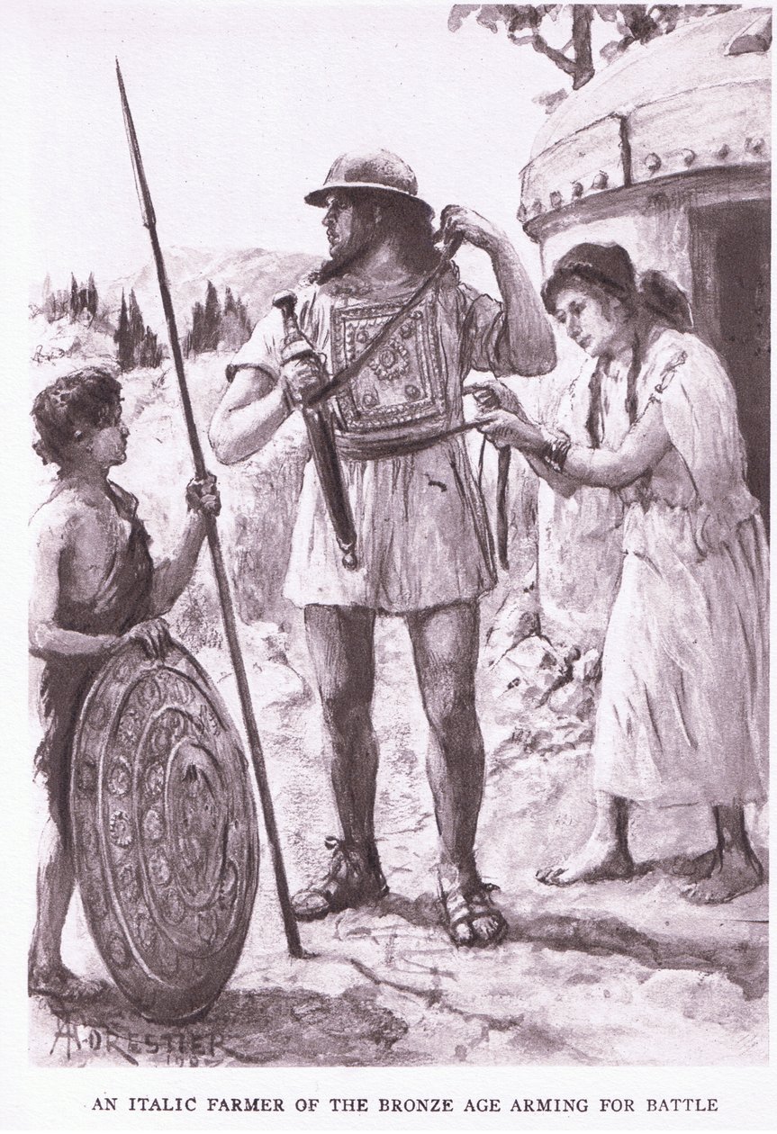 Een Italische boer uit de Bronstijd, illustratie uit 