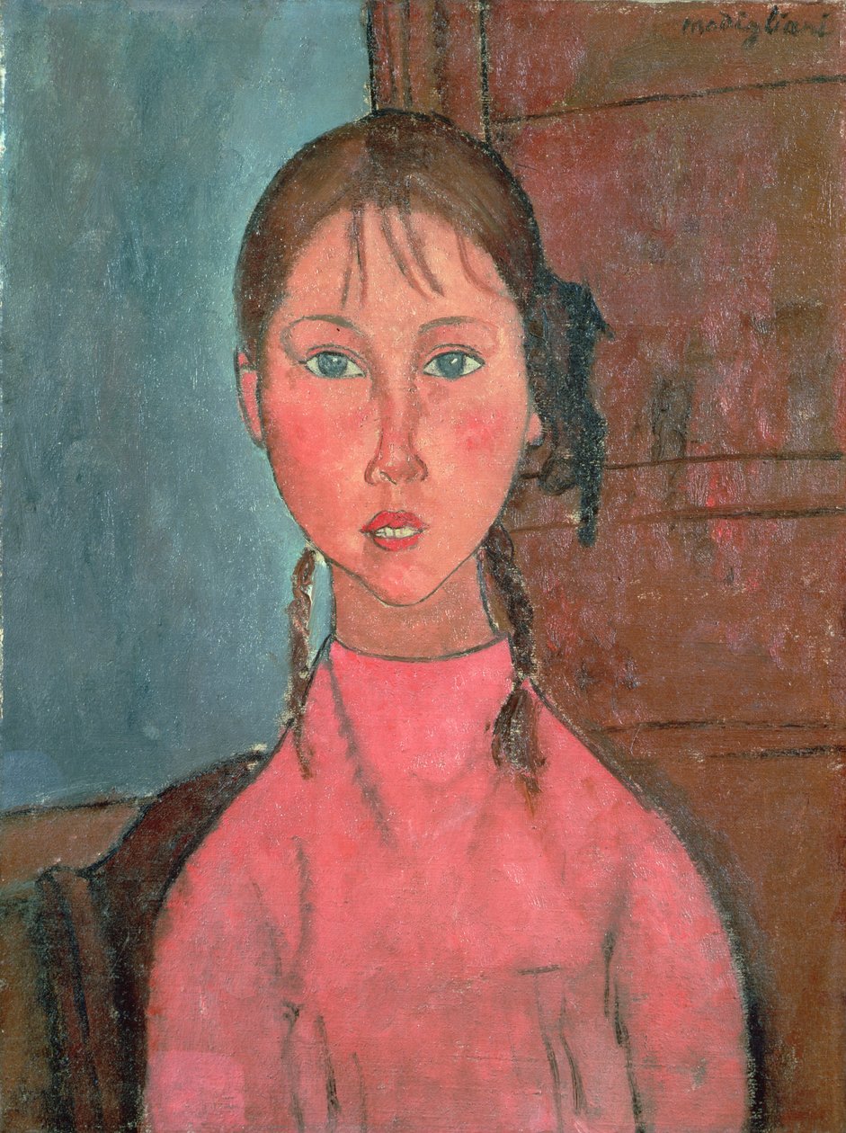 Meisje met Vlechtjes door Amedeo Modigliani