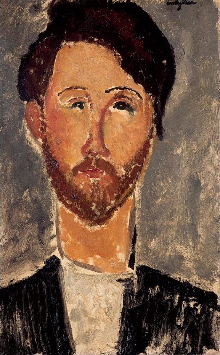 Portret van Leopold Zborowski door Amedeo Modigliani
