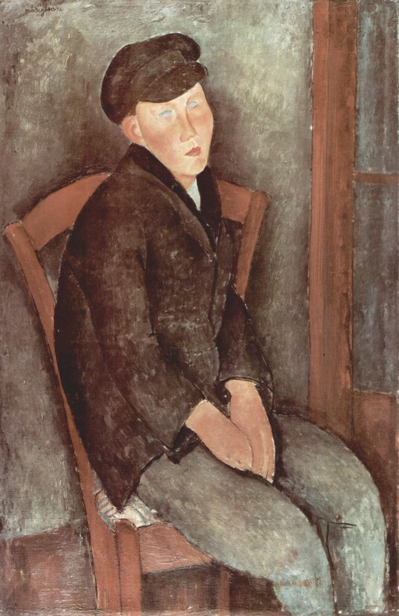 Duits: Zittende jongen met hoed door Amedeo Modigliani