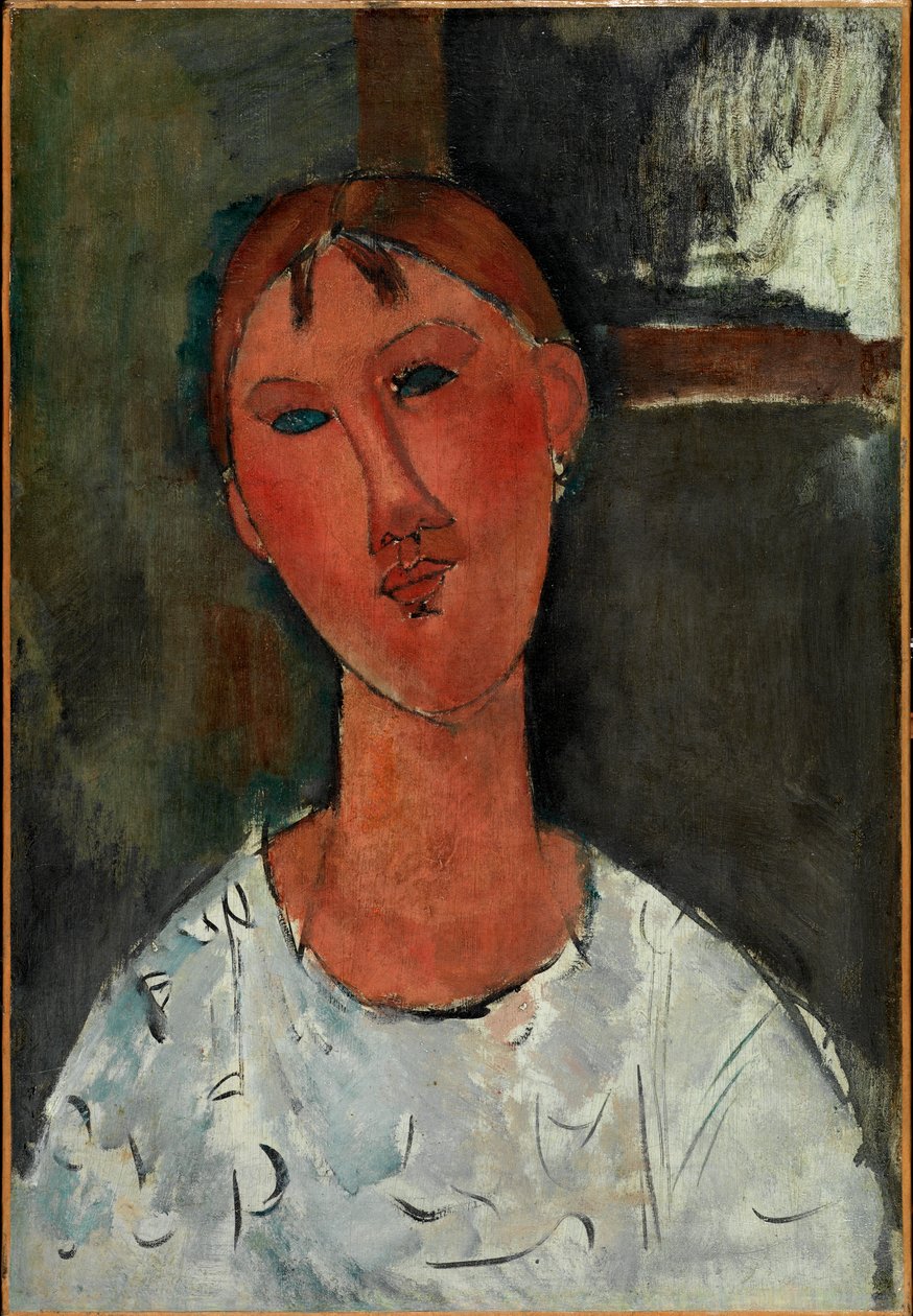 Meisje in een witte blouse door Amedeo Modigliani