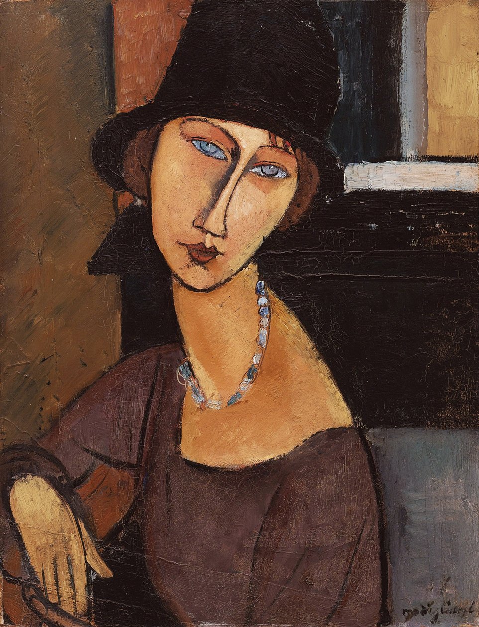 Jeanne Hébuterne met een hoed, 1917 door Amedeo Modigliani