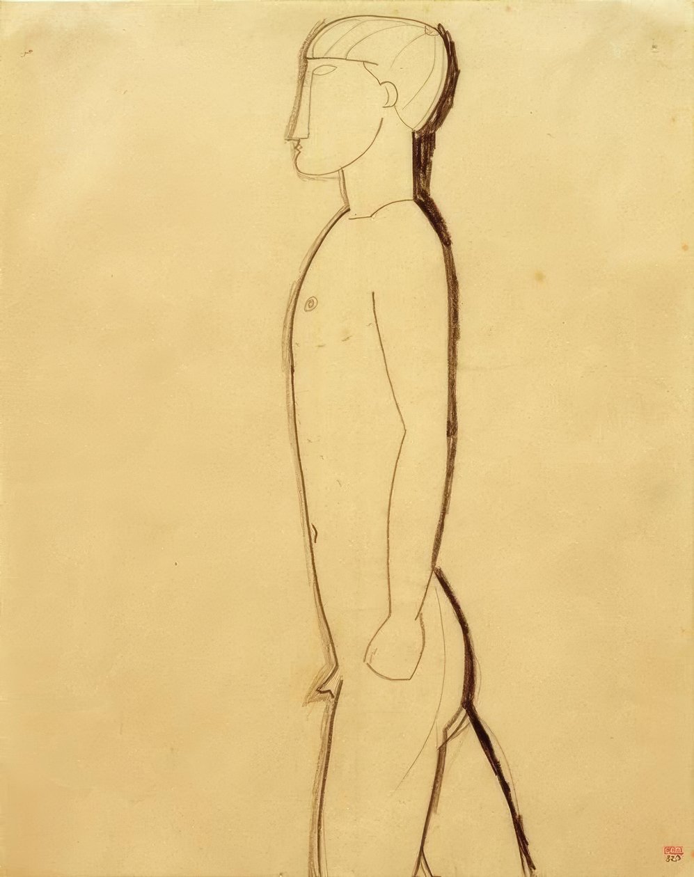 Man in profiel door Amedeo Modigliani