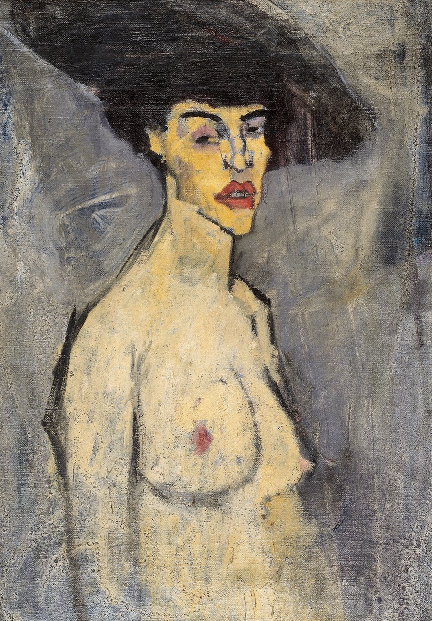 Naakt met een hoed door Amedeo Modigliani
