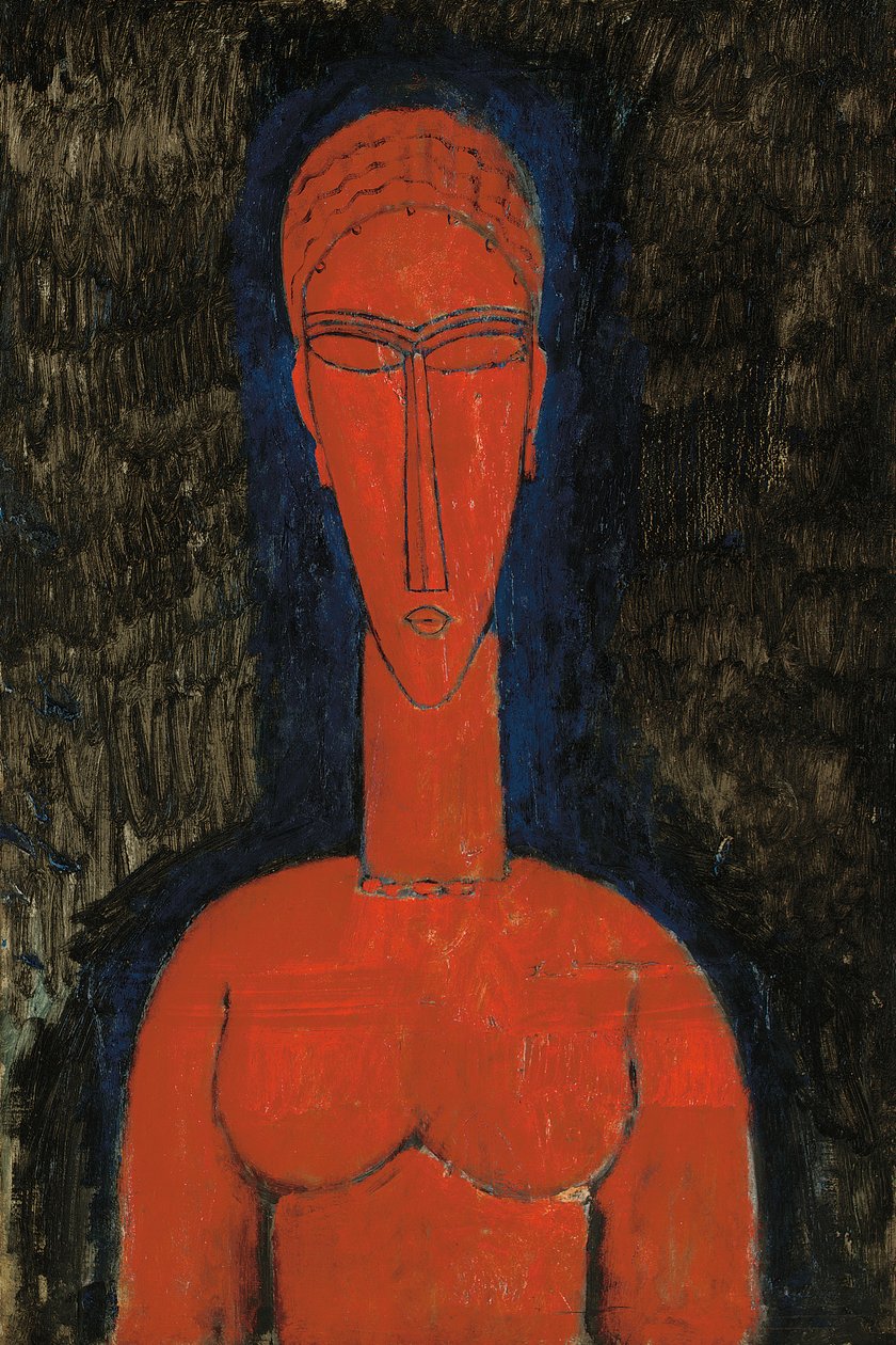 Rode buste, kariatide door Amedeo Modigliani