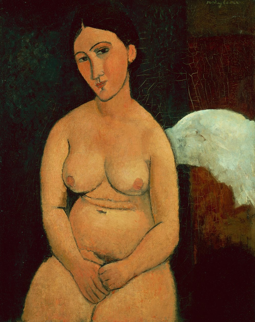 Zittende Naakt, ca. 1917 door Amedeo Modigliani