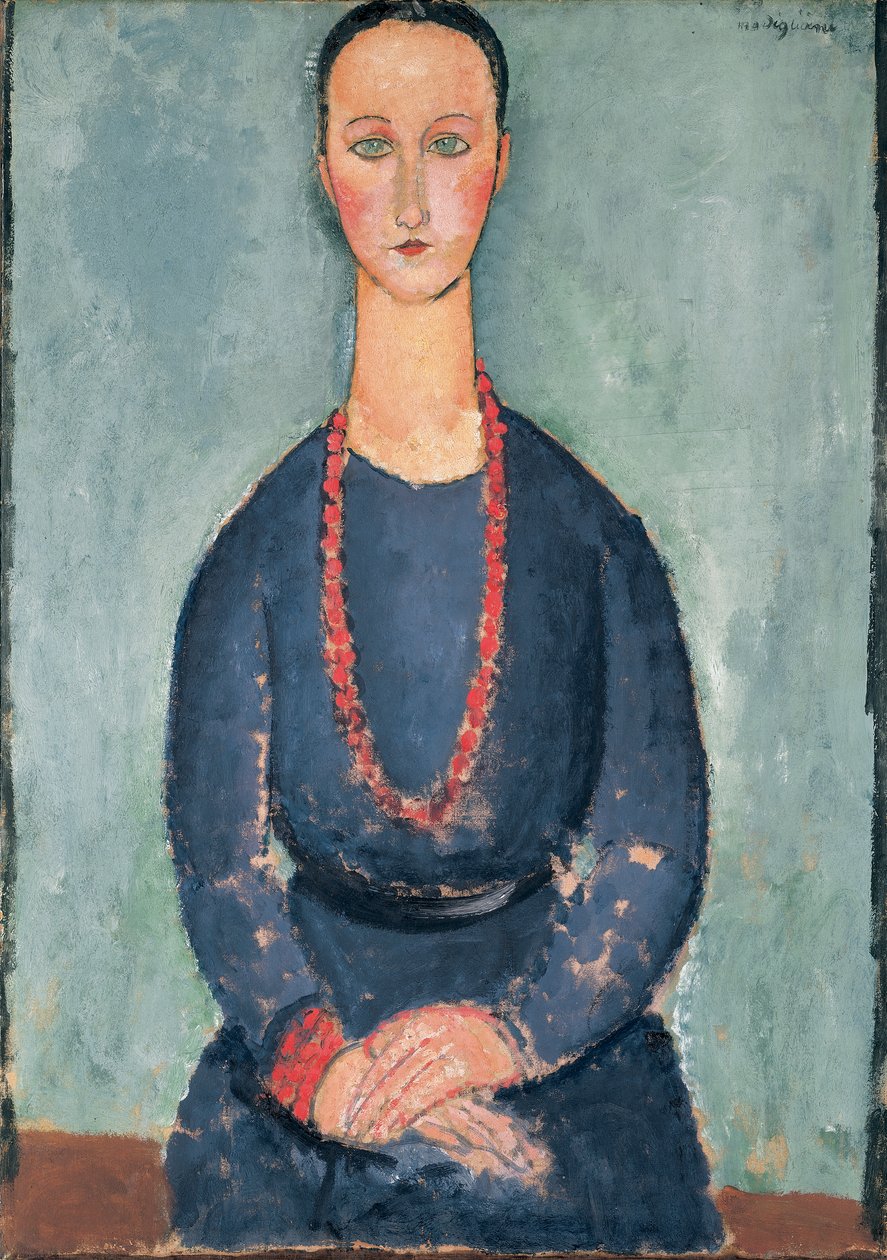 Vrouw met een rode ketting, 1918 door Amedeo Modigliani