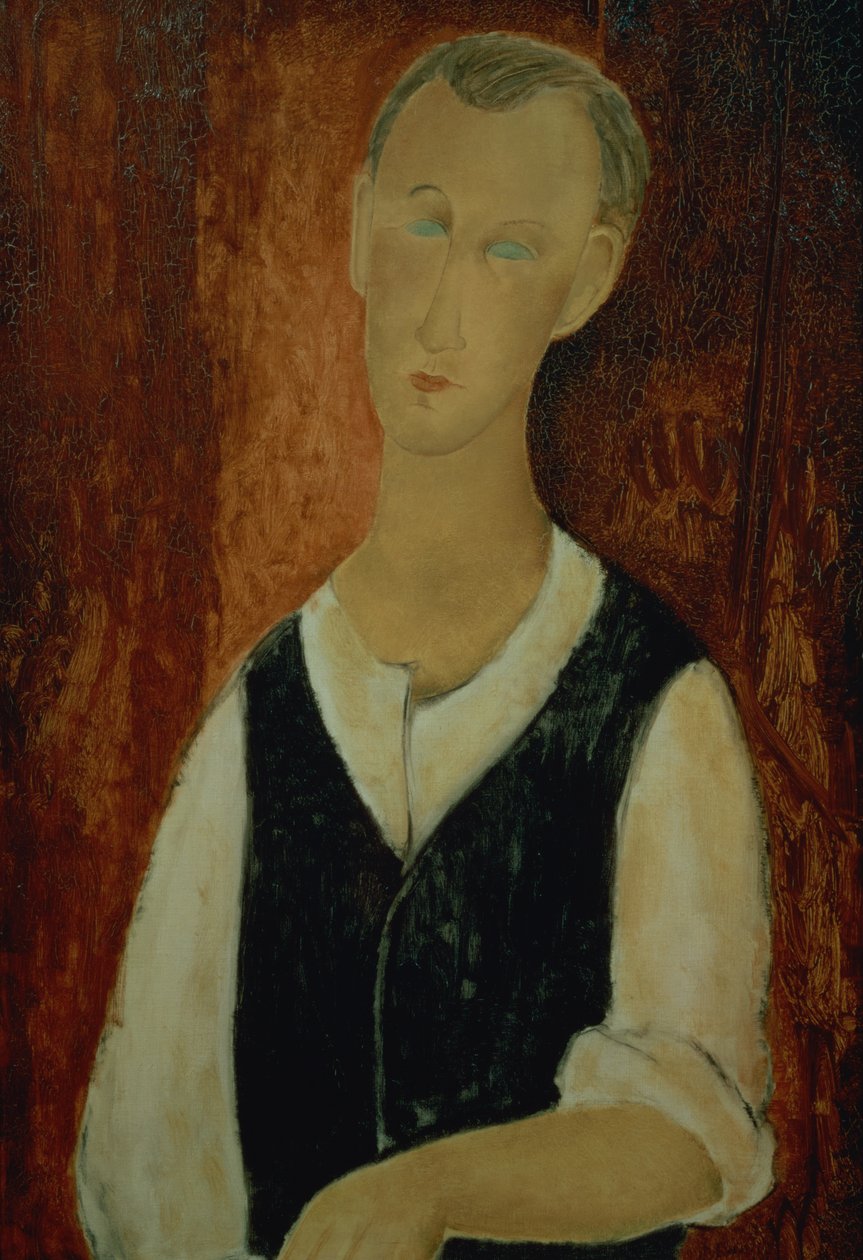 Jonge man met een zwart vest, 1912 door Amedeo Modigliani