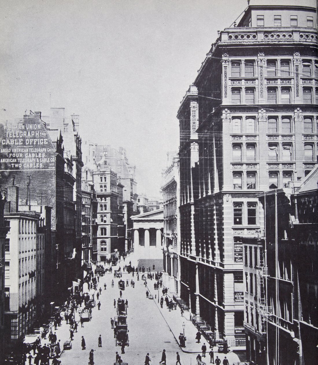 Broad Street, richting Wall Street, New York, 1893 door American Photographer