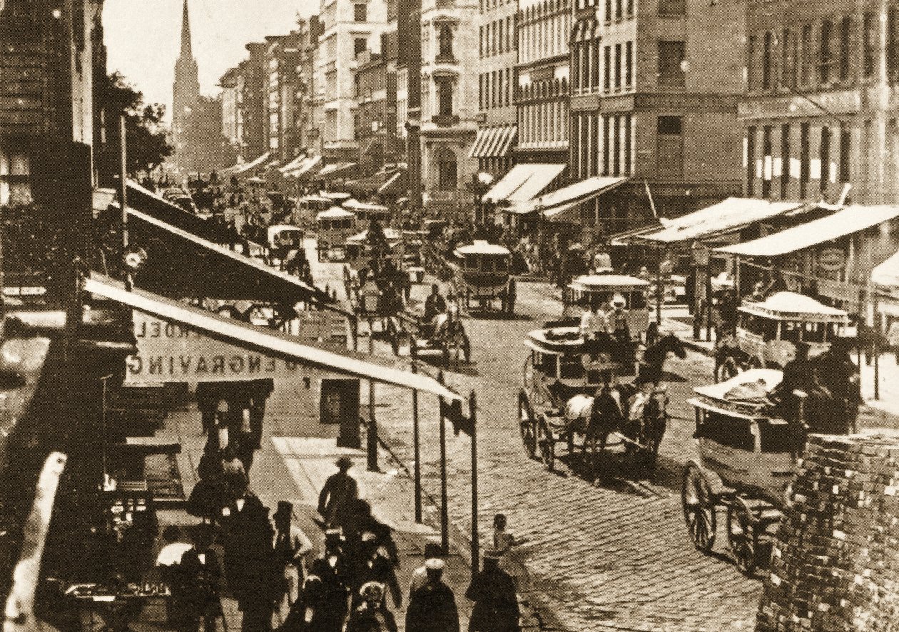 Broadway bij Duane Street, New York City, 1870 door American Photographer