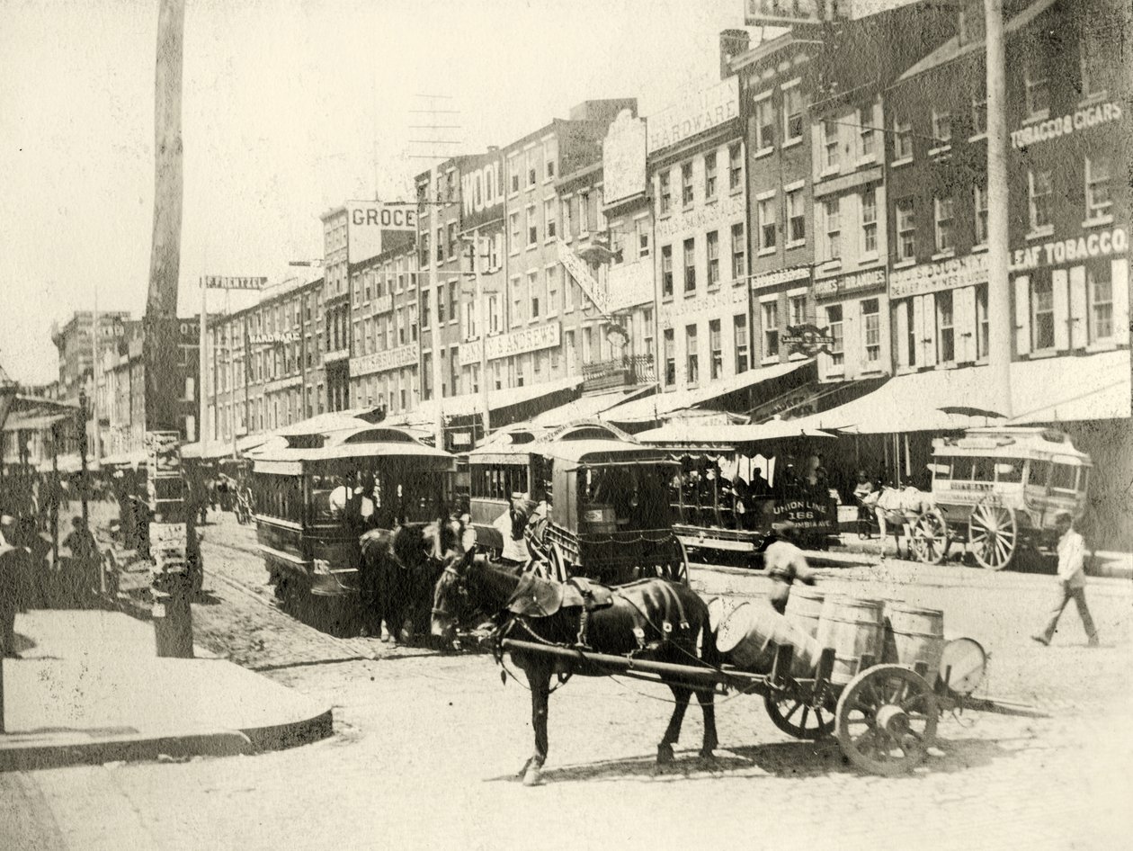 Front en Market Streets, 1881 door American Photographer