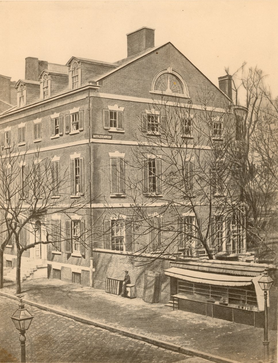 Pierce Butler Mansion, 8th en Chestnut Streets, ca. 1855 door American Photographer