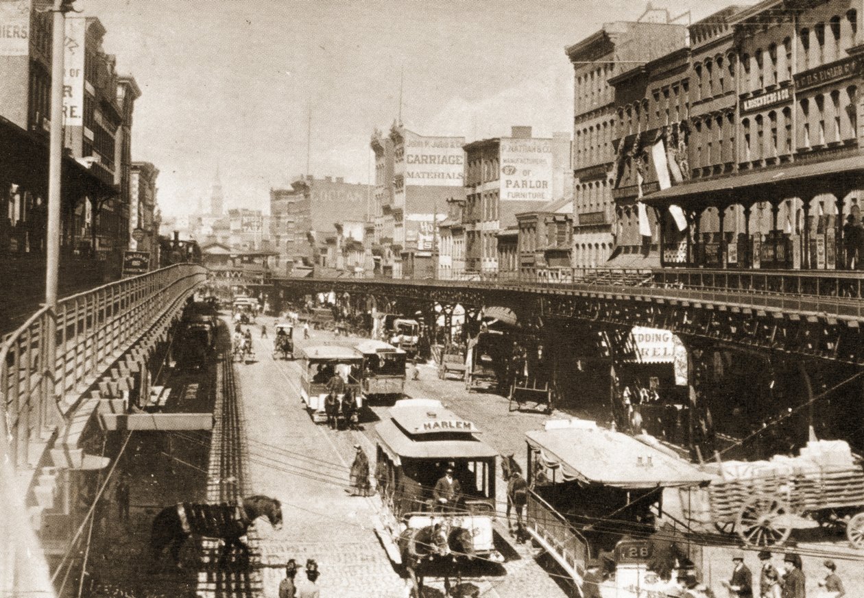De Bowery, kijkend naar het noorden vanaf Canal Street, New York City, 1888 door American Photographer
