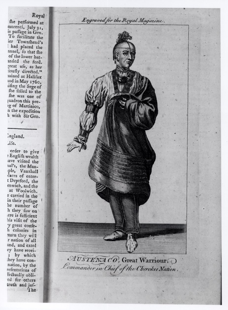 Austenaco, Grote Krijger, Opperbevelhebber van de Cherokee Natie, illustratie uit 