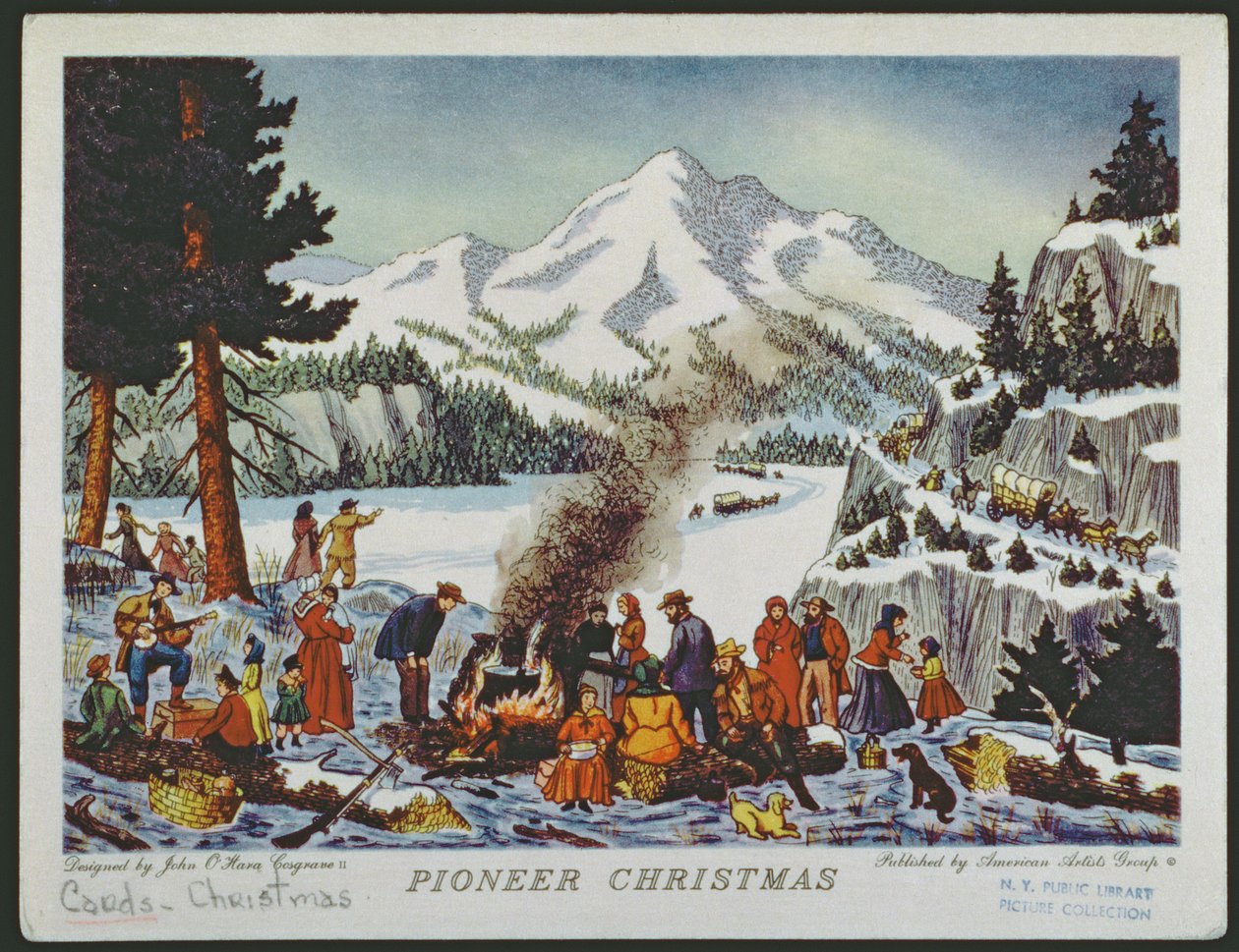 Kerstkaart met een pionierskerst door American School