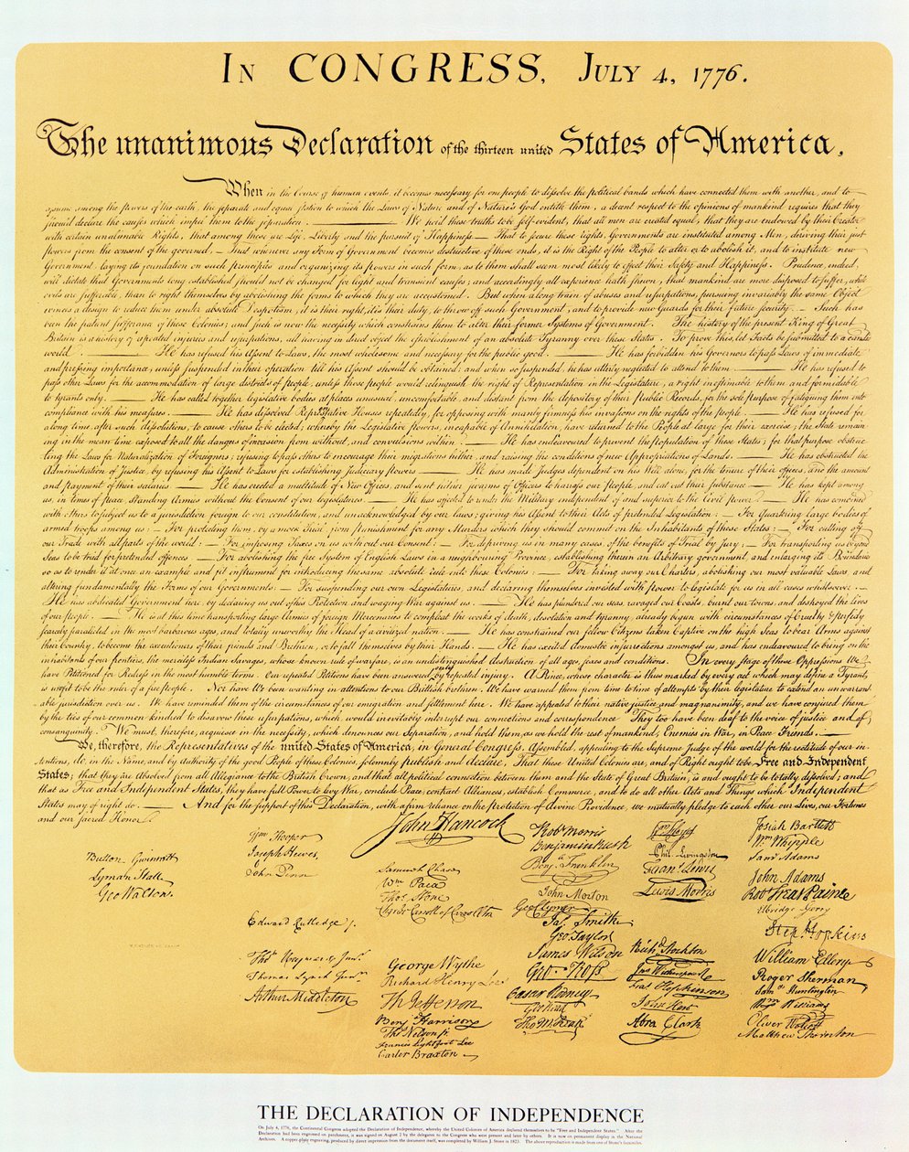 Onafhankelijkheidsverklaring van de 13 Verenigde Staten van Amerika van 1776, 1823 door American School
