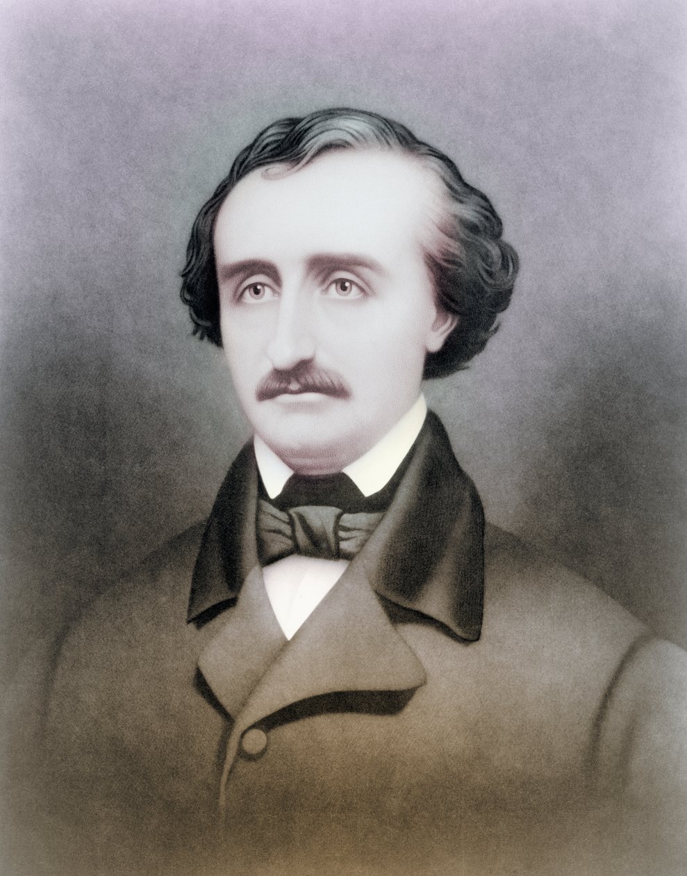 Edgar Allen Poe, naar een 19e-eeuwse prent, later ingekleurd door American School