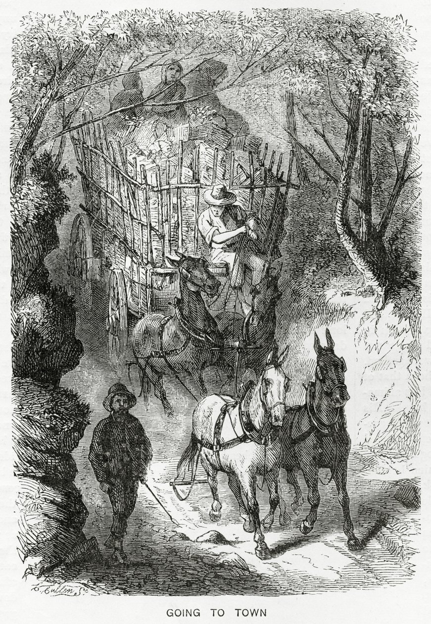 Naar de Stad, illustratie voor een verhaal, Een Gemeenschap van Verschoppelingen, uit Appletons Journal, 23 maart 1872 door American School