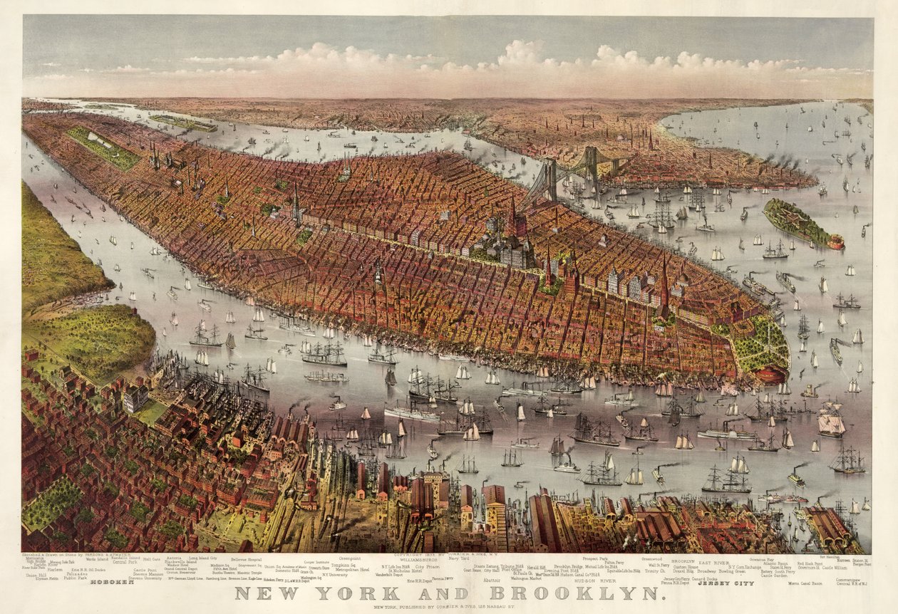 New York en Brooklyn, uitgegeven 1875 door American School