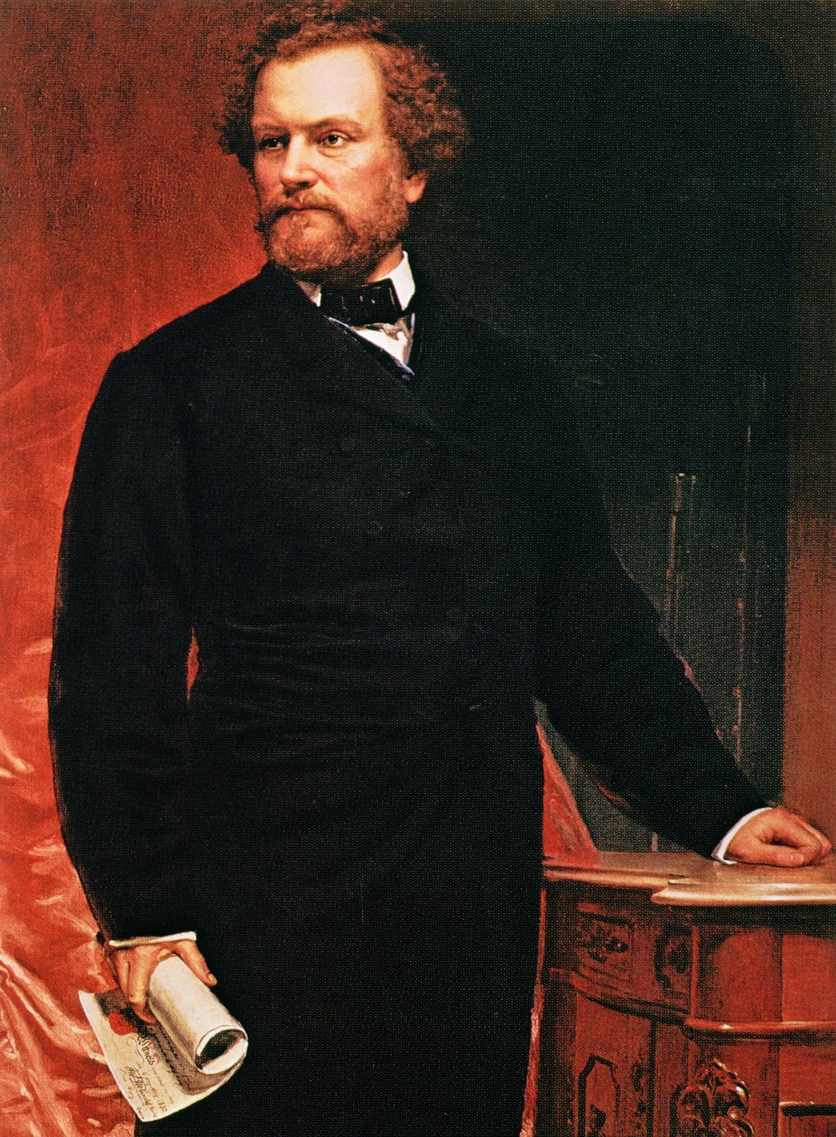 Portret van Samuel Colt, uitvinder van het revolver door American School