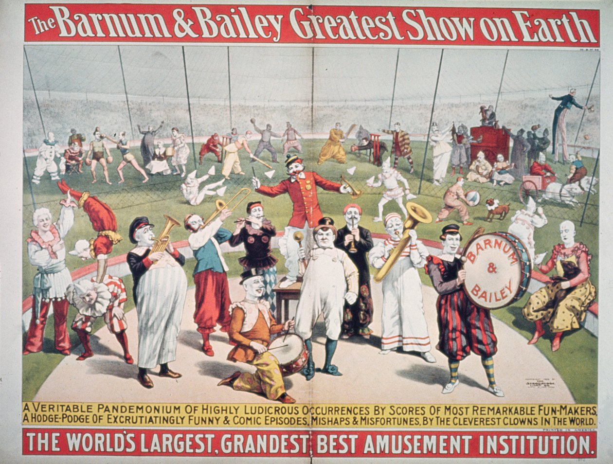 Poster die de Barnum en Bailey Greatest Show on Earth adverteert door American School