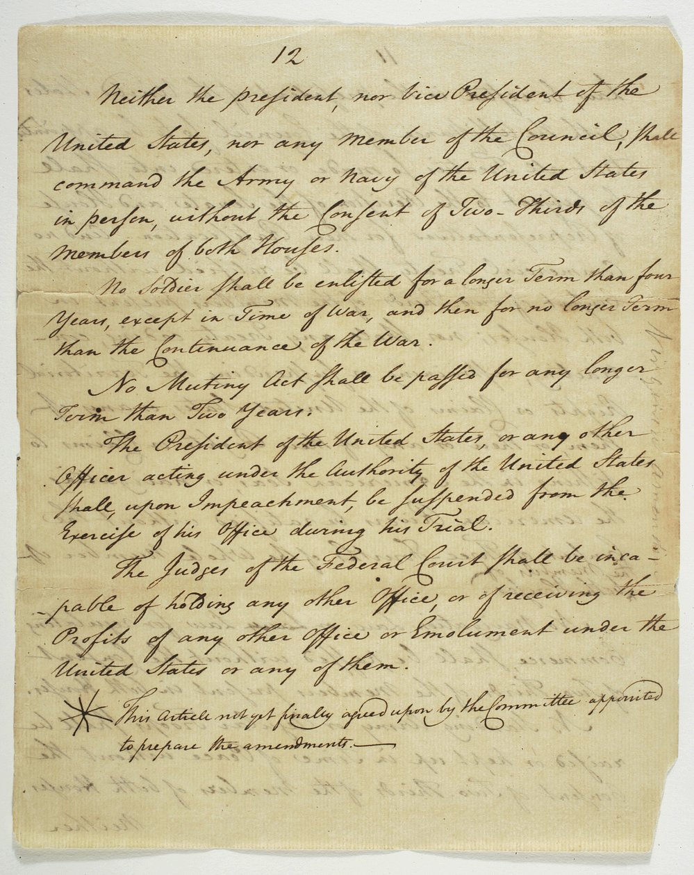 De Bill of Rights, kopie ondertekend in Federal Hall, 1789 door American School