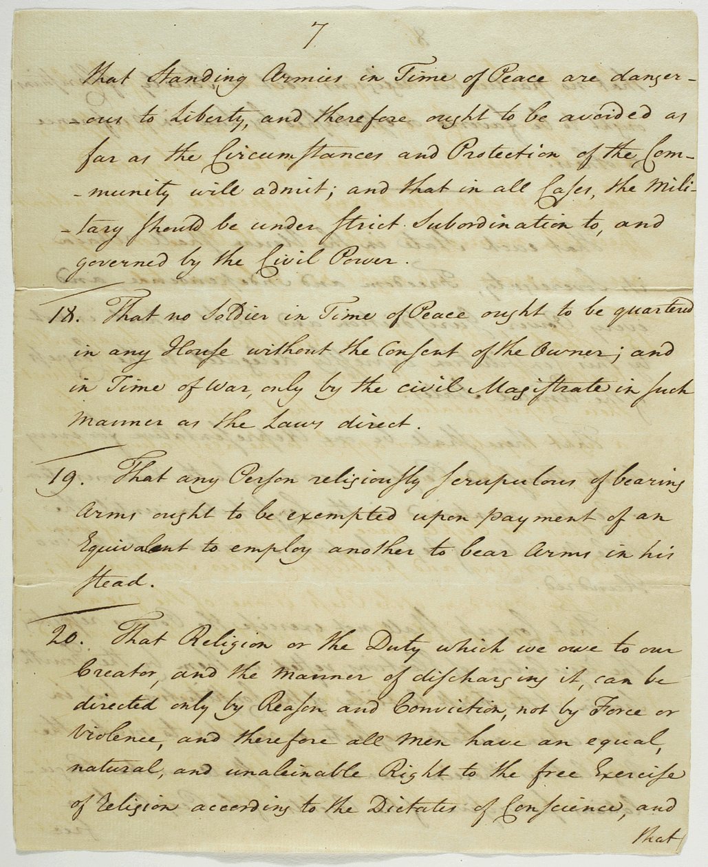 De Bill of Rights, kopie ondertekend in Federal Hall, 1789 door American School