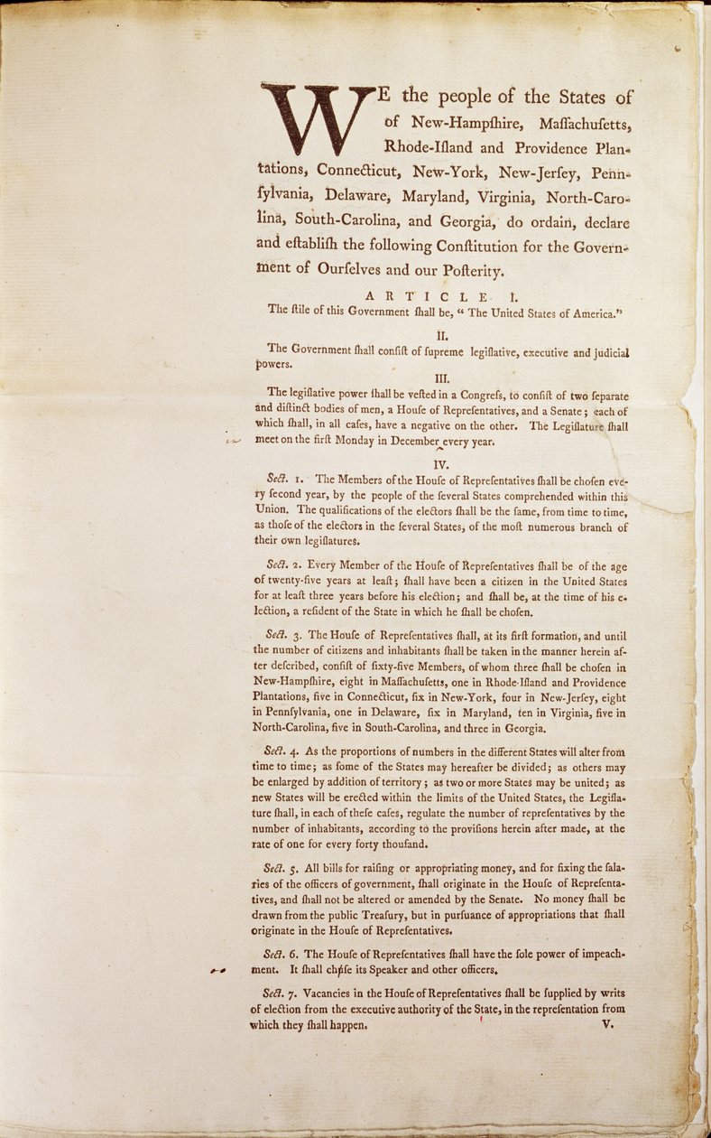 De Grondwet van de Verenigde Staten, 1787 door American School