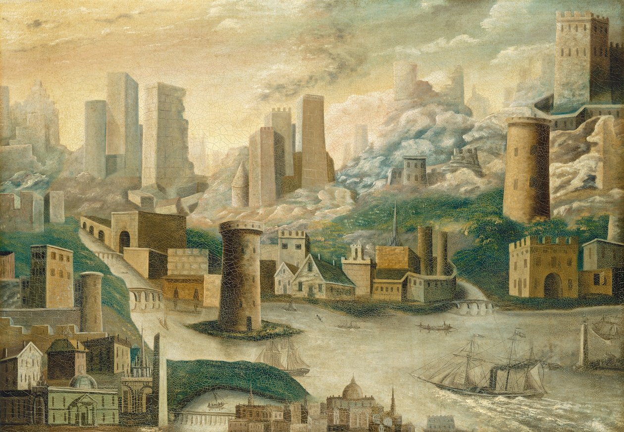 Een fantasie stad door American 19th Century