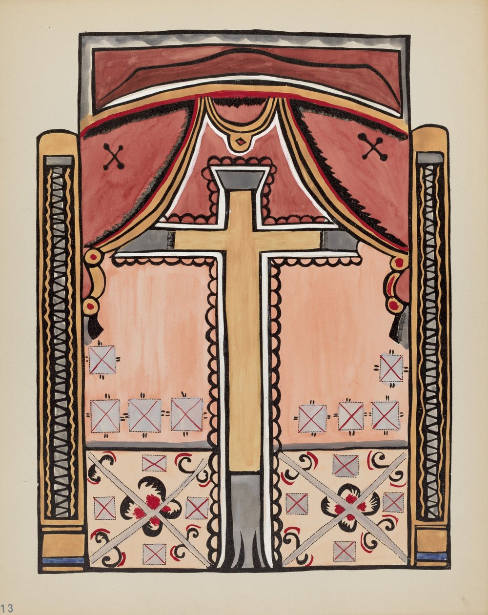 Ontwerp met Kruis, Chimayo: Uit Portfolio "Spaanse Koloniale Ontwerpen van New Mexico" door American 20th Century