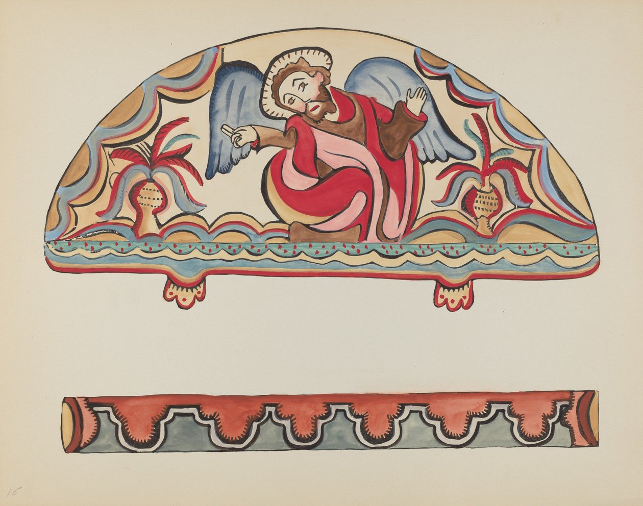 Plaat 15: De Schepping (Lunet): Uit Portfolio "Spaanse Koloniale Ontwerpen van New Mexico" door American 20th Century