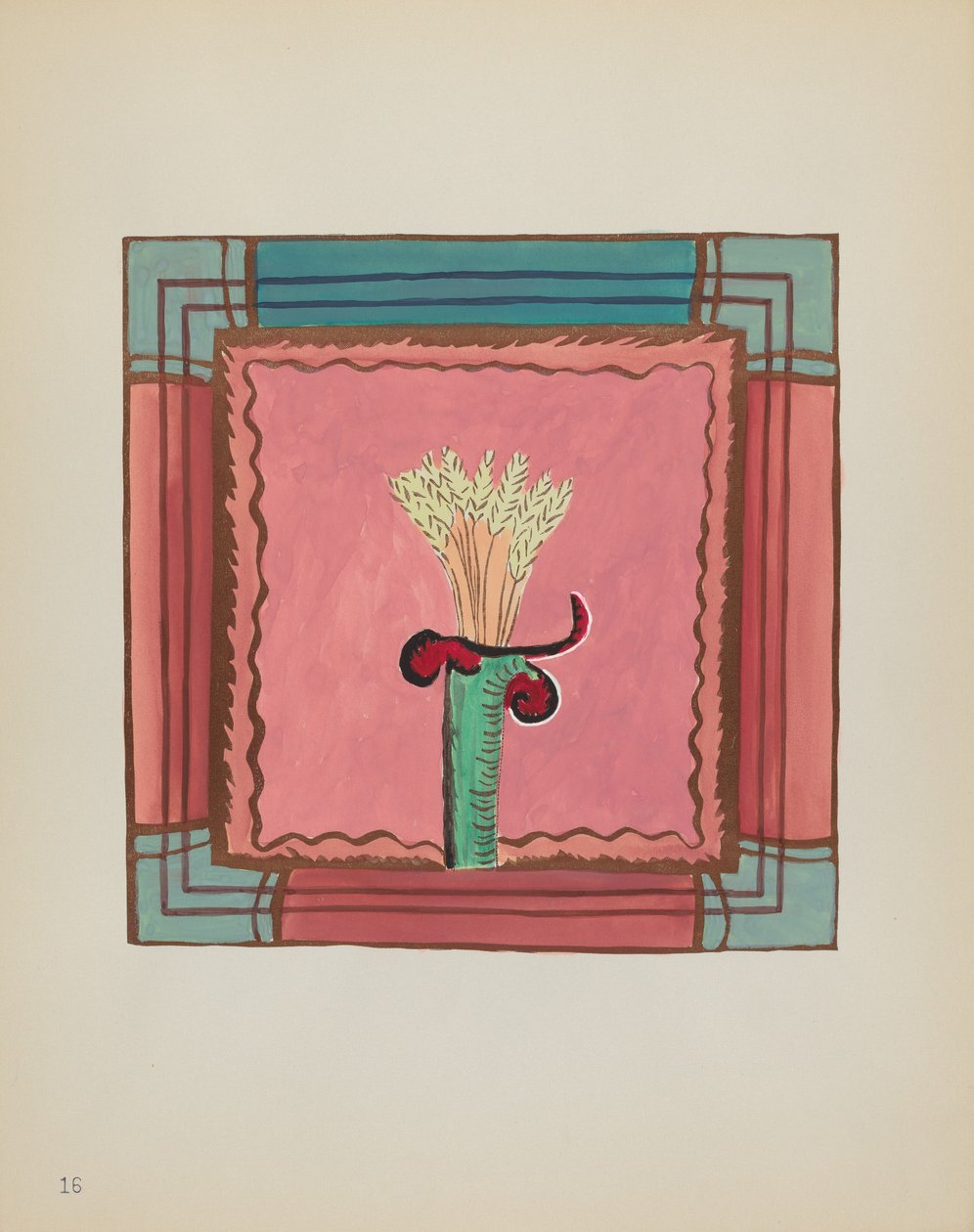Plaat 16: Korenaar, Altaarpaneel: Uit Portfolio "Spaanse Koloniale Ontwerpen van New Mexico" door American 20th Century