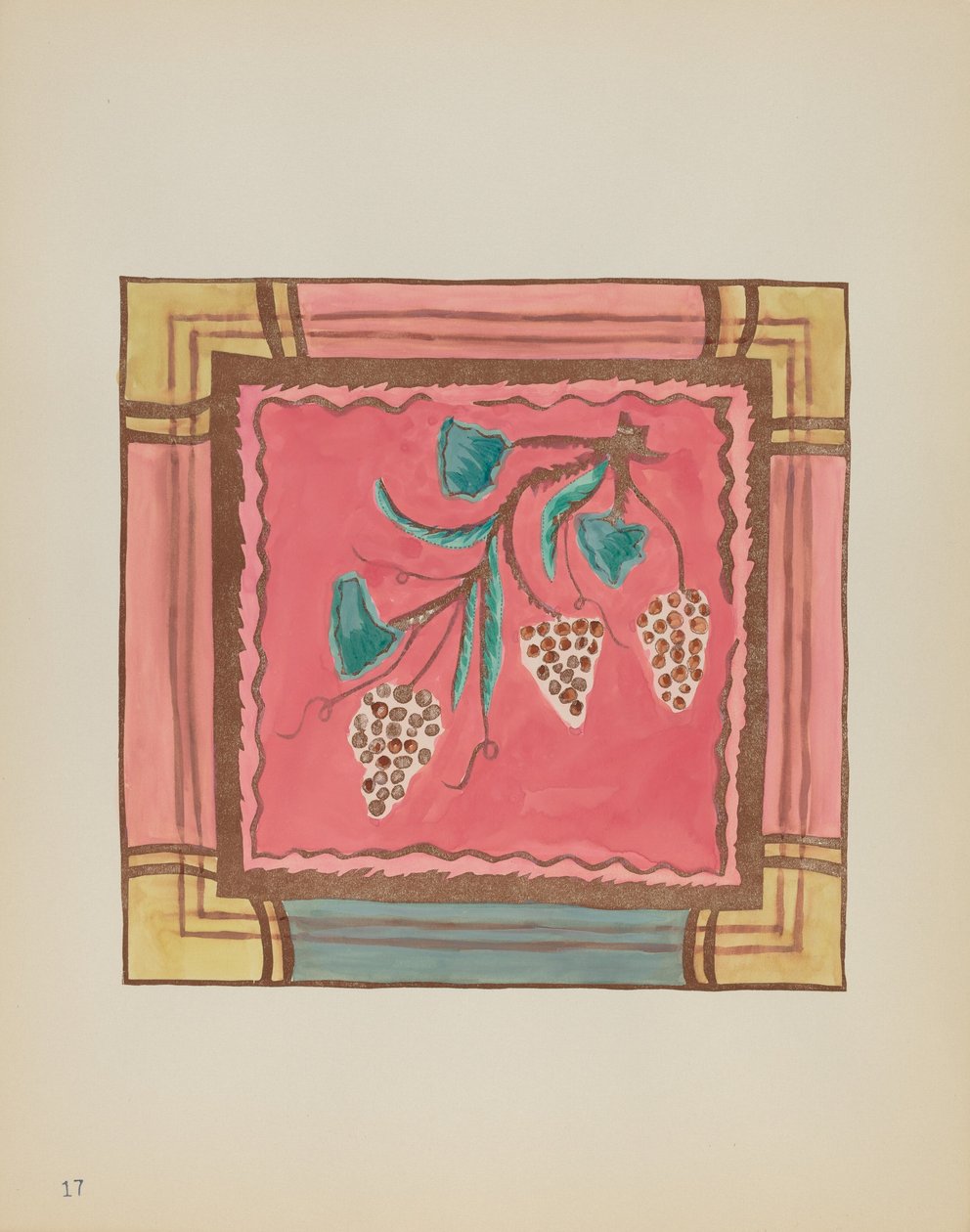 Plate 17: Druiven, Altaarpaneel: Uit Portfolio "Spaanse Koloniale Ontwerpen van New Mexico" door American 20th Century