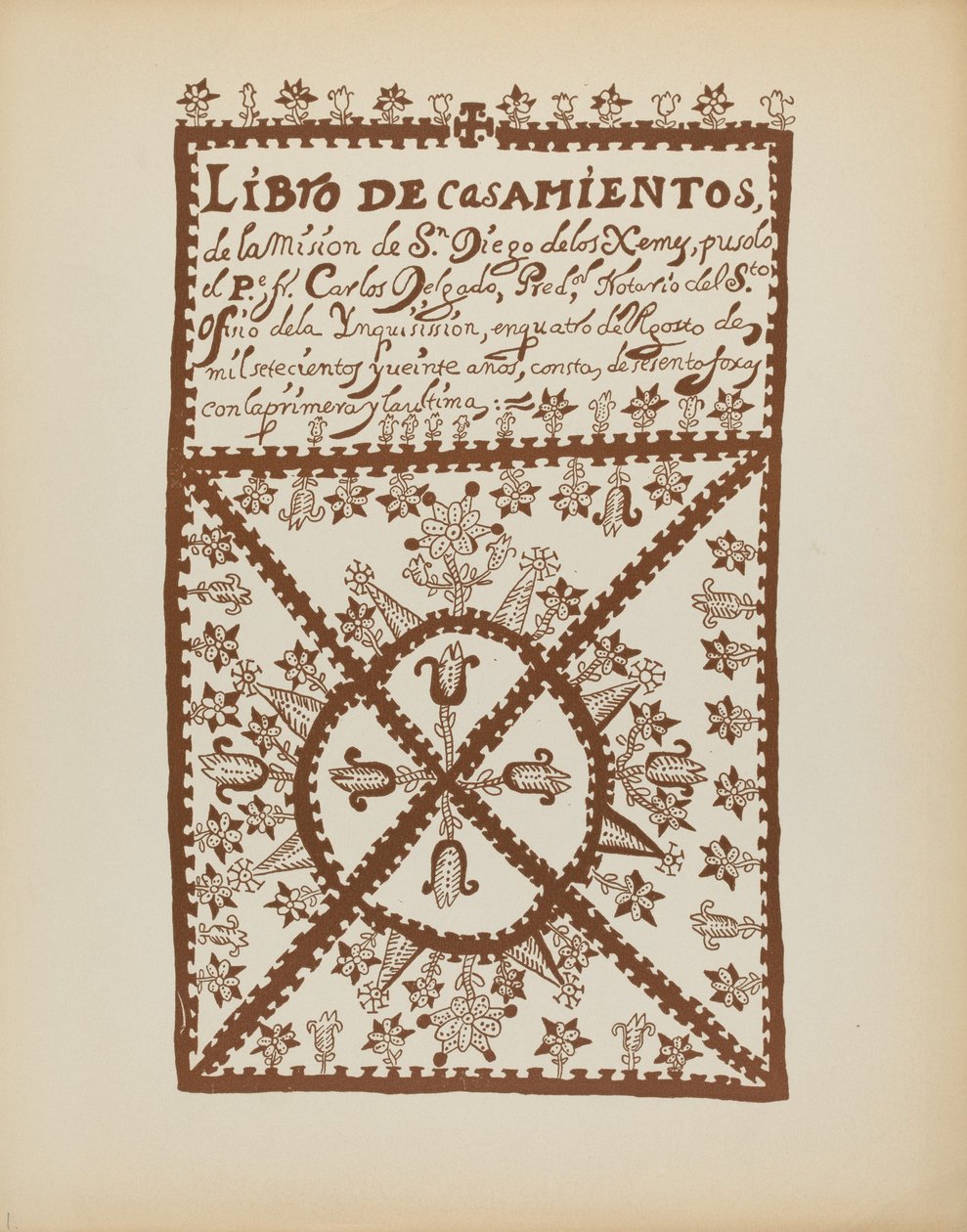Plaat 1: Jemez Huwelijksboek: Uit Portfolio "Spaanse koloniale ontwerpen van New Mexico" door American 20th Century
