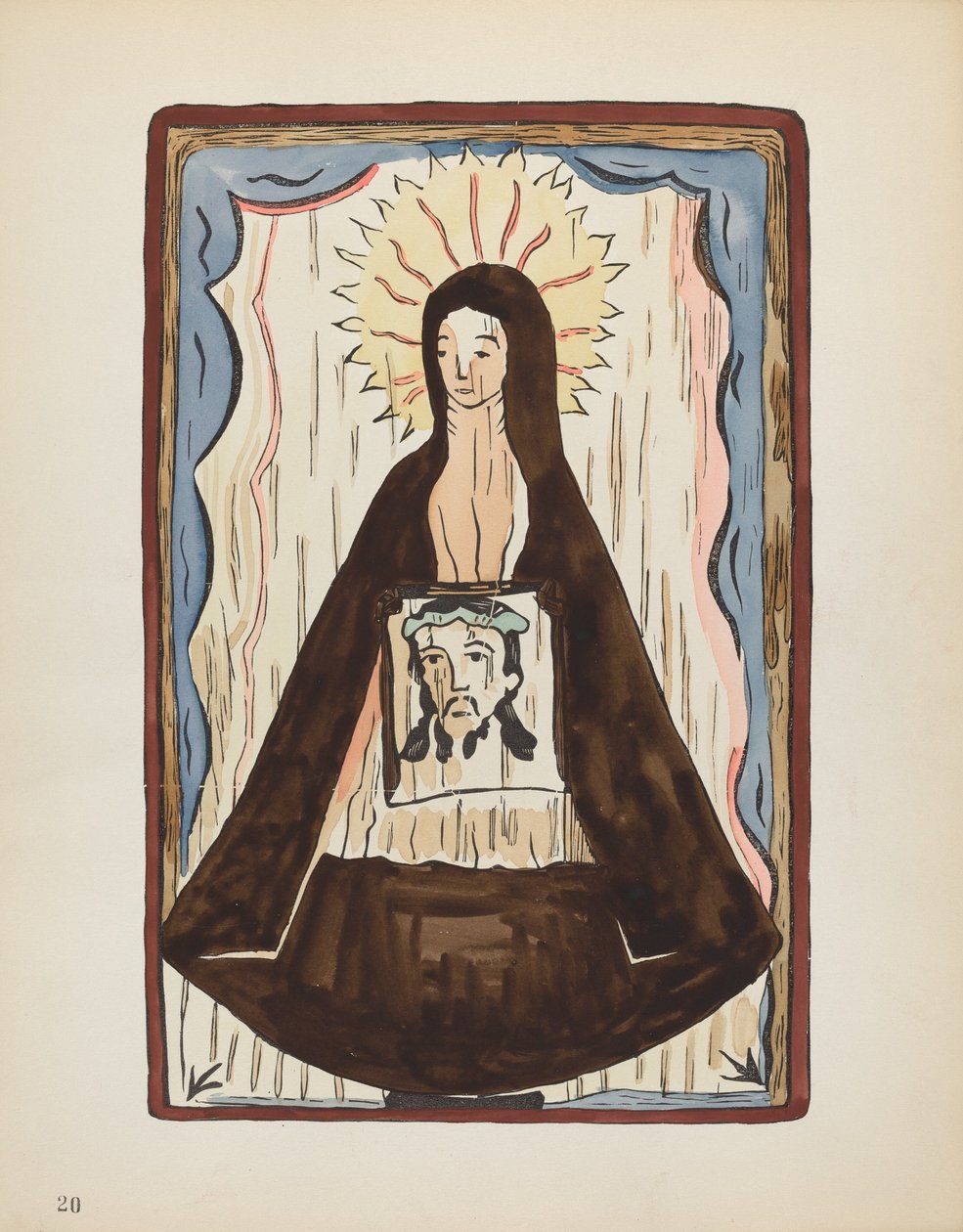 Plaat 20: Heilige Veronica: Uit Portfolio "Spaanse Koloniale Ontwerpen van New Mexico" door American 20th Century