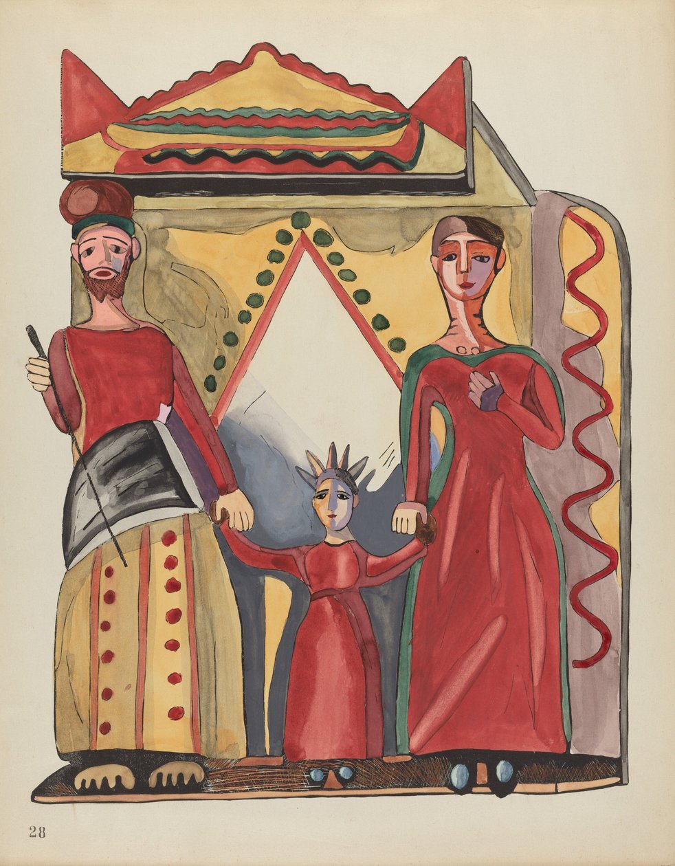 Plaat 28: De Heilige Familie: Uit Portfolio "Spaanse Koloniale Ontwerpen van New Mexico" door American 20th Century