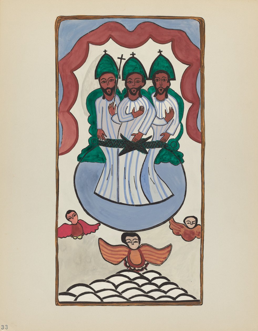 De Heilige Drie-eenheid: Uit Portfolio "Spaanse Koloniale Ontwerpen van New Mexico" door American 20th Century