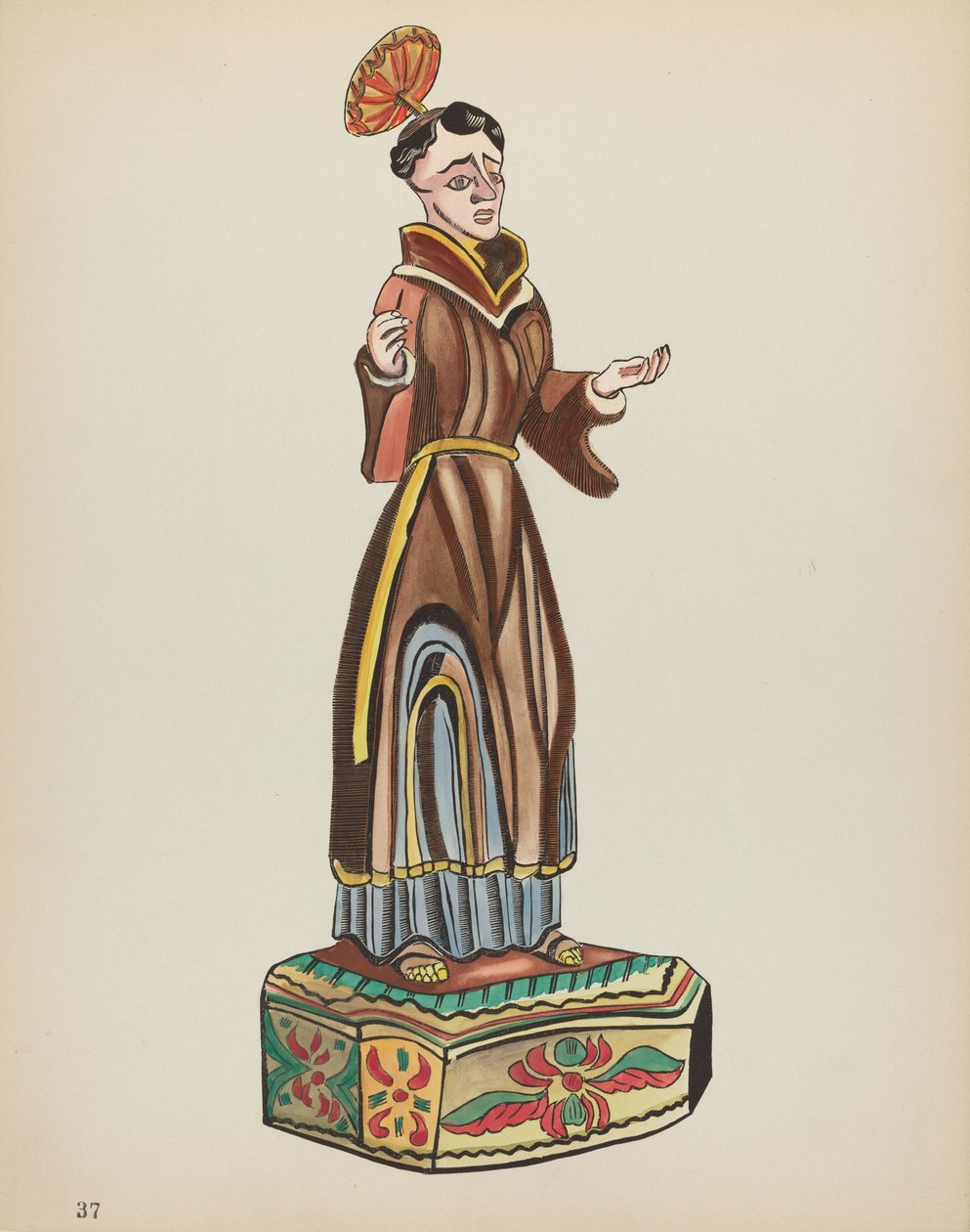Plaat 37: Sint Antonius: Uit portfolio "Spaanse koloniale ontwerpen van New Mexico" door American 20th Century