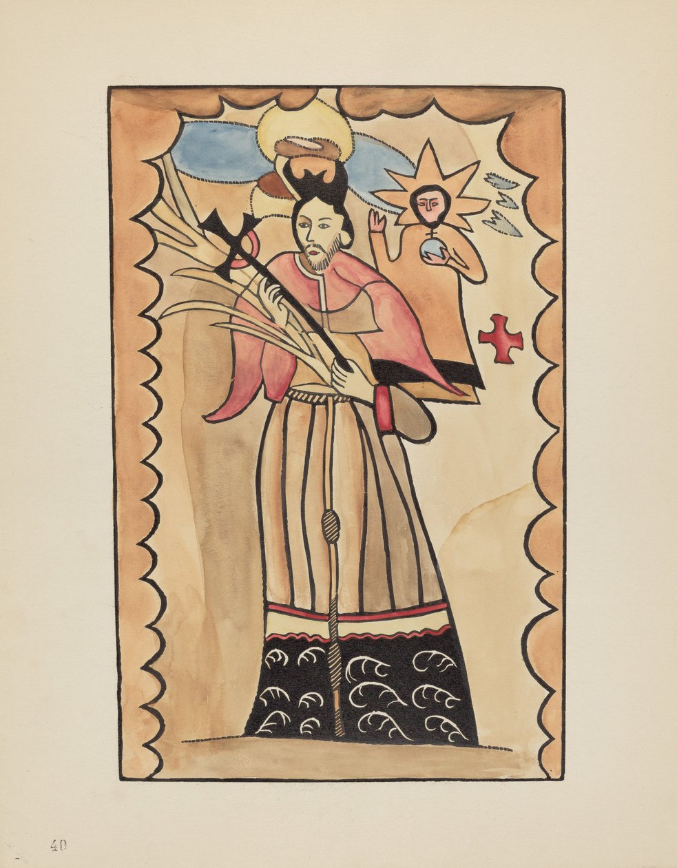 Plaat 40: Sint Jan Nepomuk: Uit Portfolio "Spaanse Koloniale Ontwerpen van New Mexico" door American 20th Century
