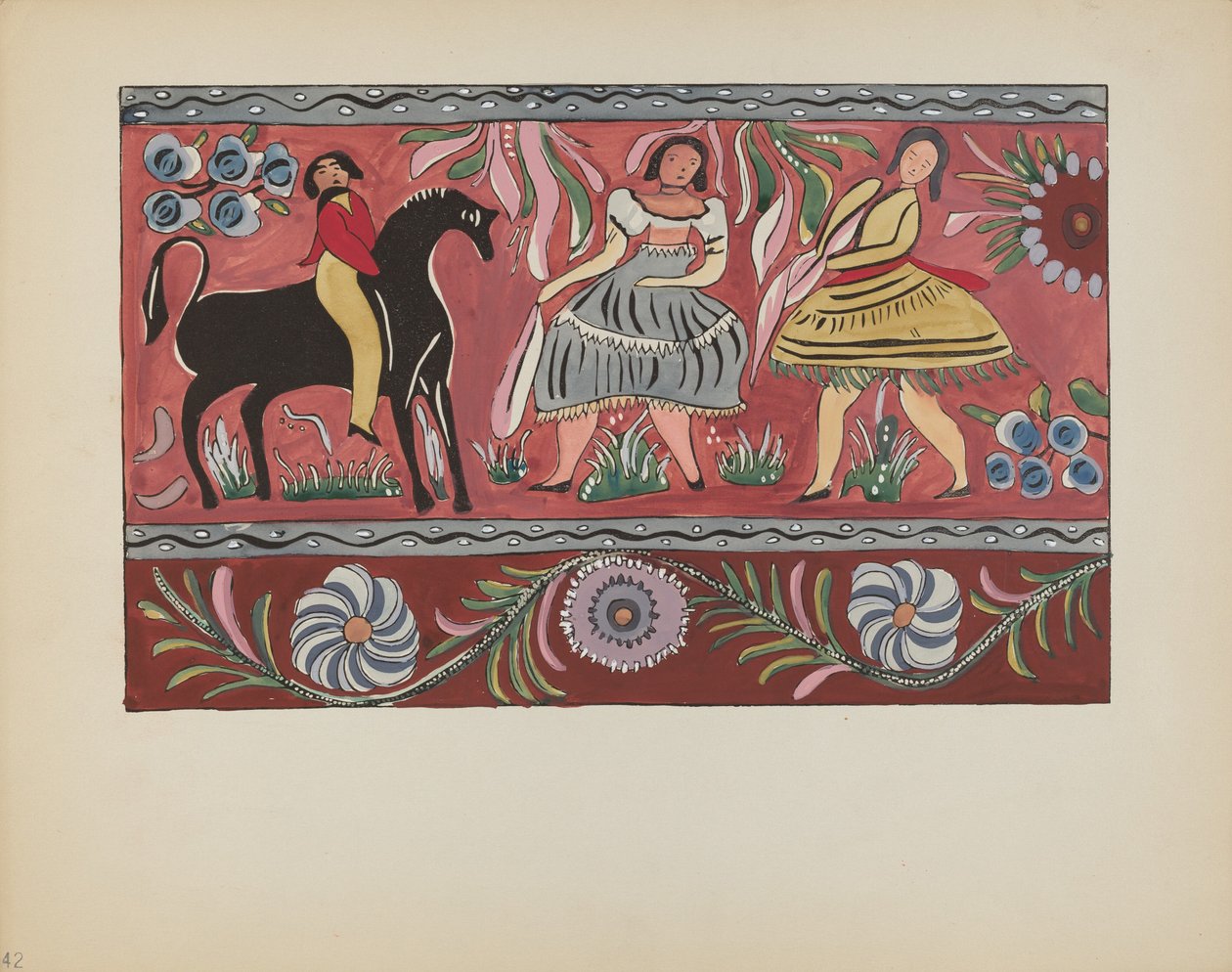 Plaat 42: Geschilderd Kistontwerp: Uit Portfolio "Spaanse Koloniale Ontwerpen van New Mexico" door American 20th Century