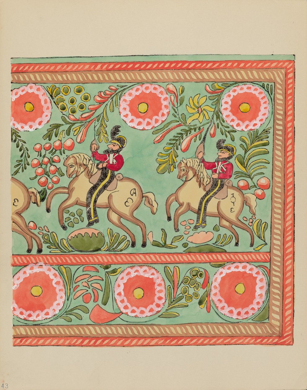 Plaat 43: Geschilderd Kistontwerp: Uit Portfolio "Spaanse Koloniale Ontwerpen van New Mexico" door American 20th Century