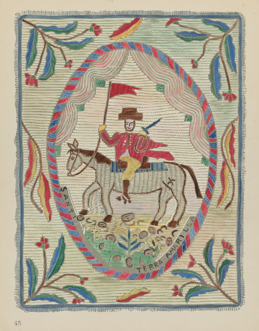 Plaat 45: Geborduurde Sprei (St. James): Uit Portfolio "Spaanse Koloniale Ontwerpen van New Mexico" door American 20th Century