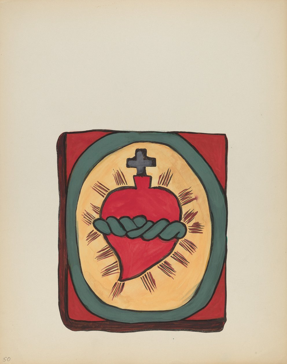 Plaat 50: Heilig Hart: Uit Portfolio "Spaanse Koloniale Ontwerpen van New Mexico" door American 20th Century