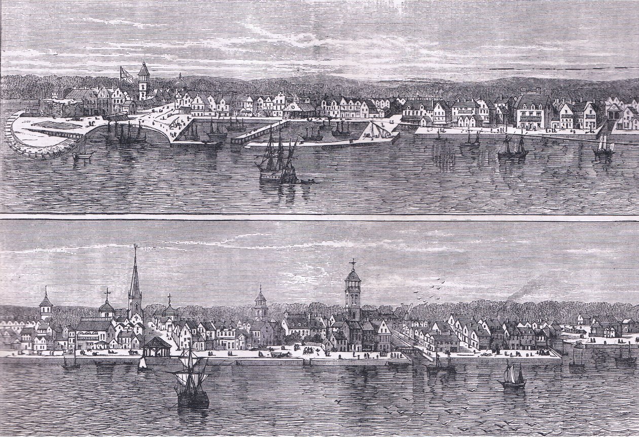 New York in het midden van de negentiende eeuw, illustratie uit Cassells Geschiedenis van de Verenigde Staten gepubliceerd door Cassell, Petter & Galpin, ca. 1900 door American English school