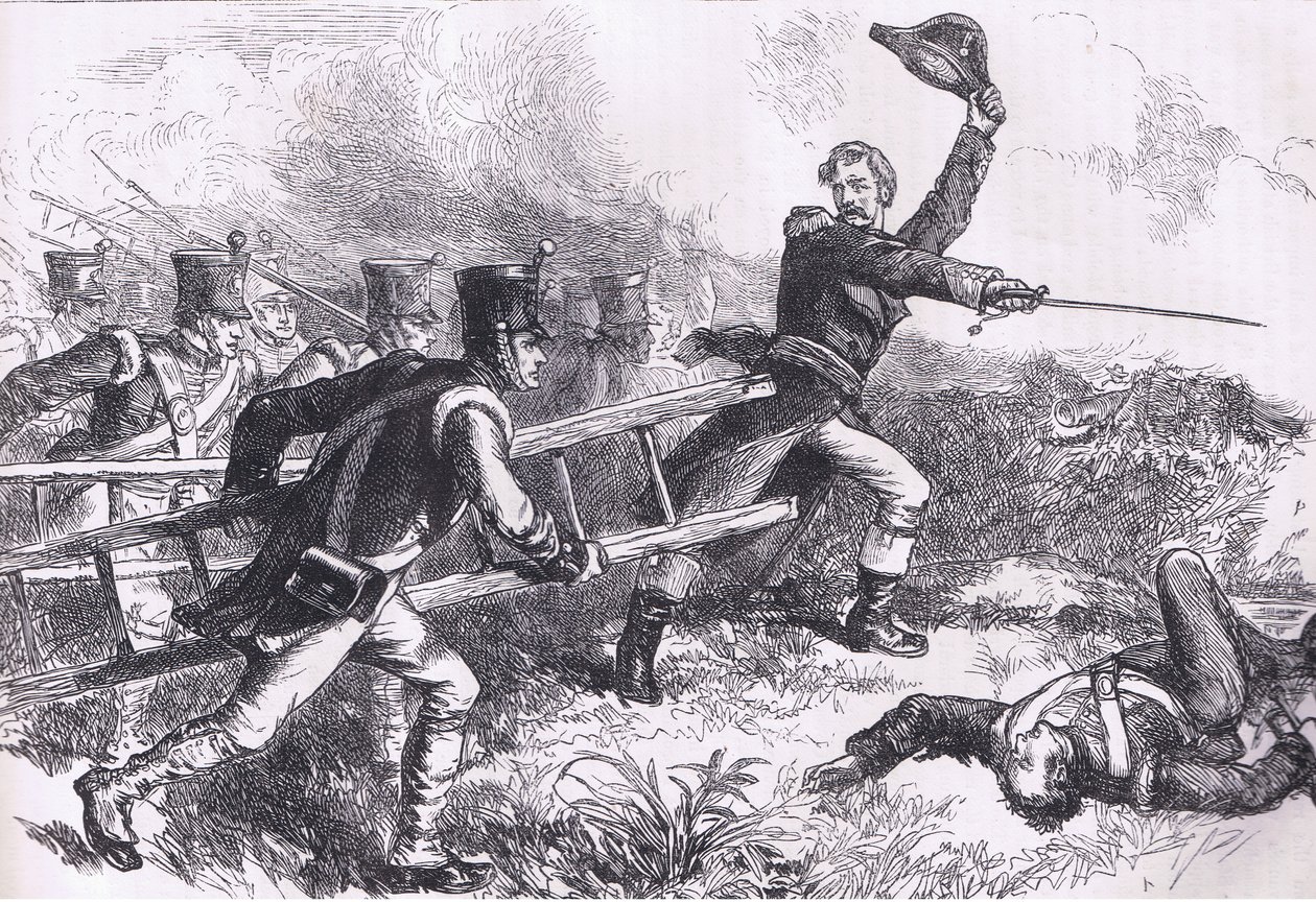 Pakenham leidt de aanval op New Orleans, illustratie uit Cassells Geschiedenis van de Verenigde Staten gepubliceerd door Cassell, Petter & Galpin, ca. 1900 door American English school