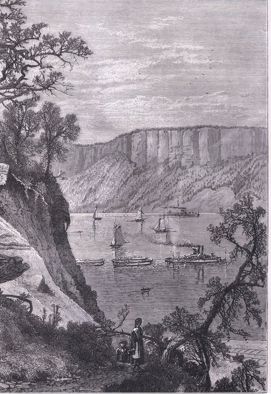 De Palisades van de Hudson, illustratie uit Cassells Geschiedenis van de Verenigde Staten gepubliceerd door Cassell, Petter & Galpin, ca. 1900 (litho) door American English school