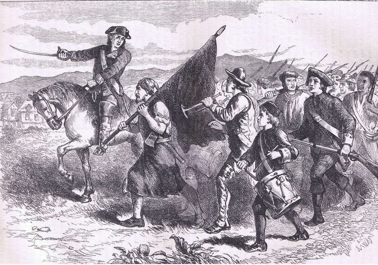 De menigte in Springfield met de zwarte vlag, illustratie uit Cassells Geschiedenis van de Verenigde Staten gepubliceerd door Cassell, Petter & Galpin, ca. 1900 door American English school