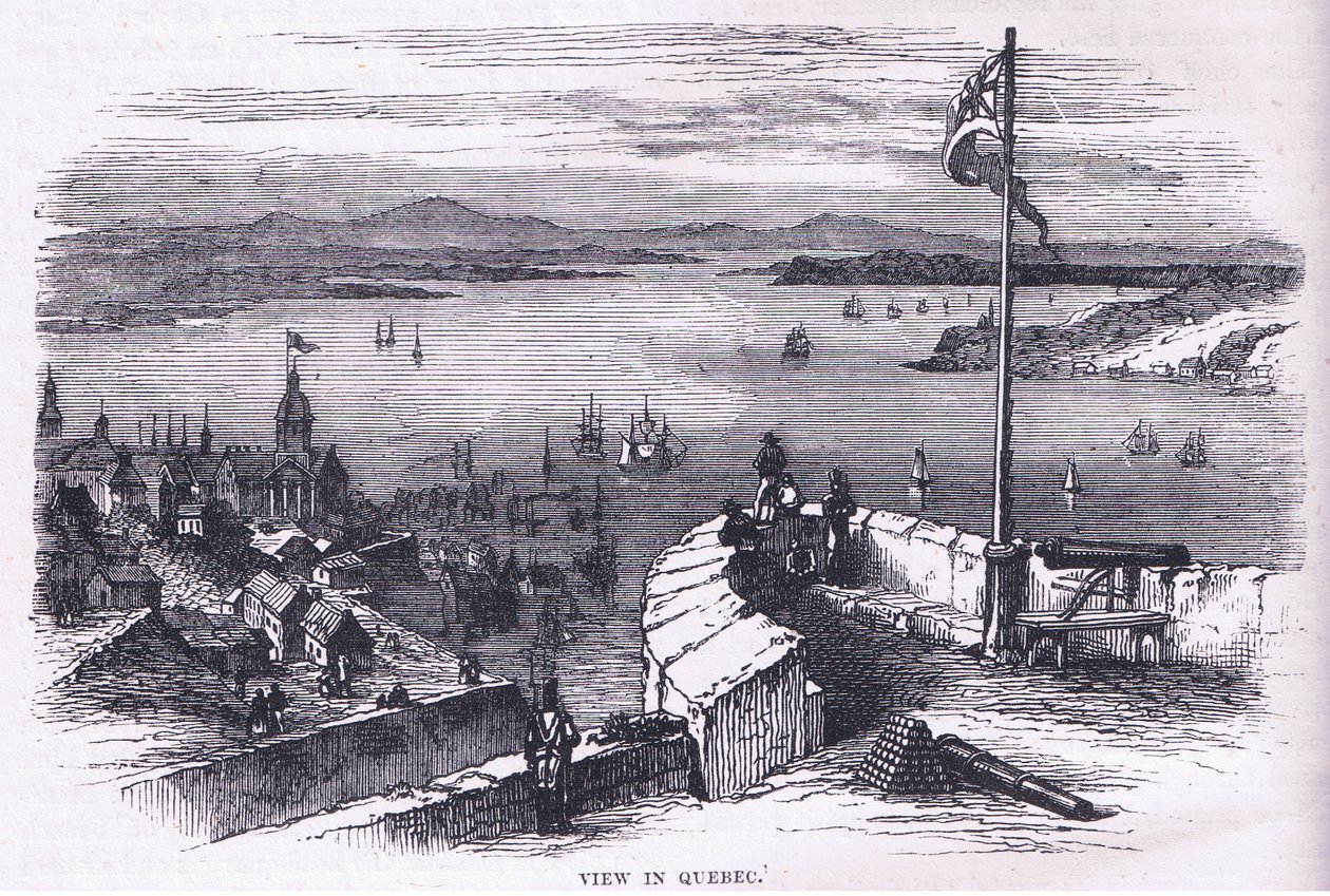 Uitzicht op Quebec, illustratie uit Cassells Geschiedenis van de Verenigde Staten uitgegeven door Cassell, Petter & Galpin, ca. 1900 (litho) door American English school