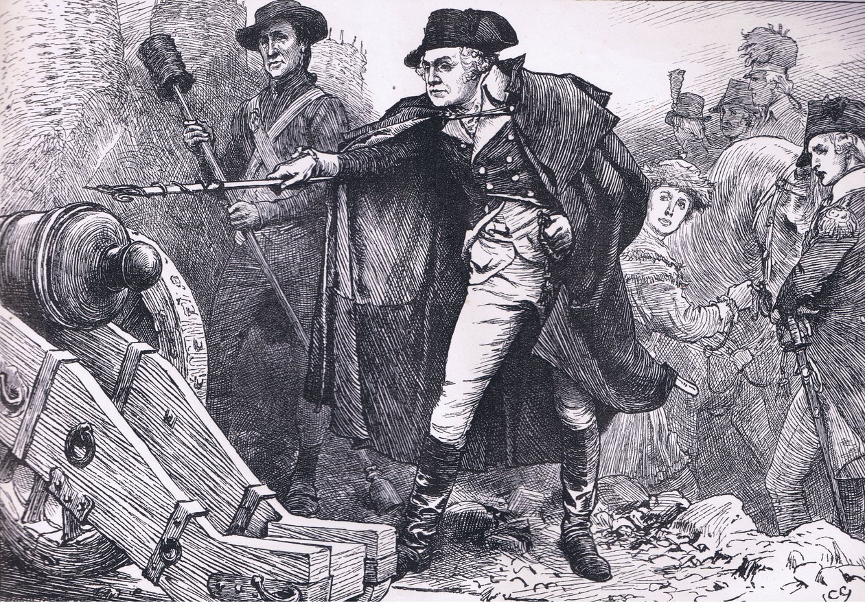 Washington bij het beleg van Yorktown, illustratie uit Cassells Geschiedenis van de Verenigde Staten uitgegeven door Cassell, Petter & Galpin, ca. 1900 (litho) door American English school